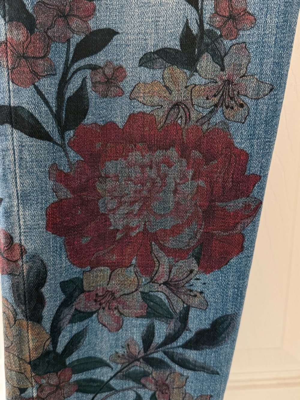 Chico's Denim Straight-Leg Jeans with Floral Hem - Picture 4 of 7